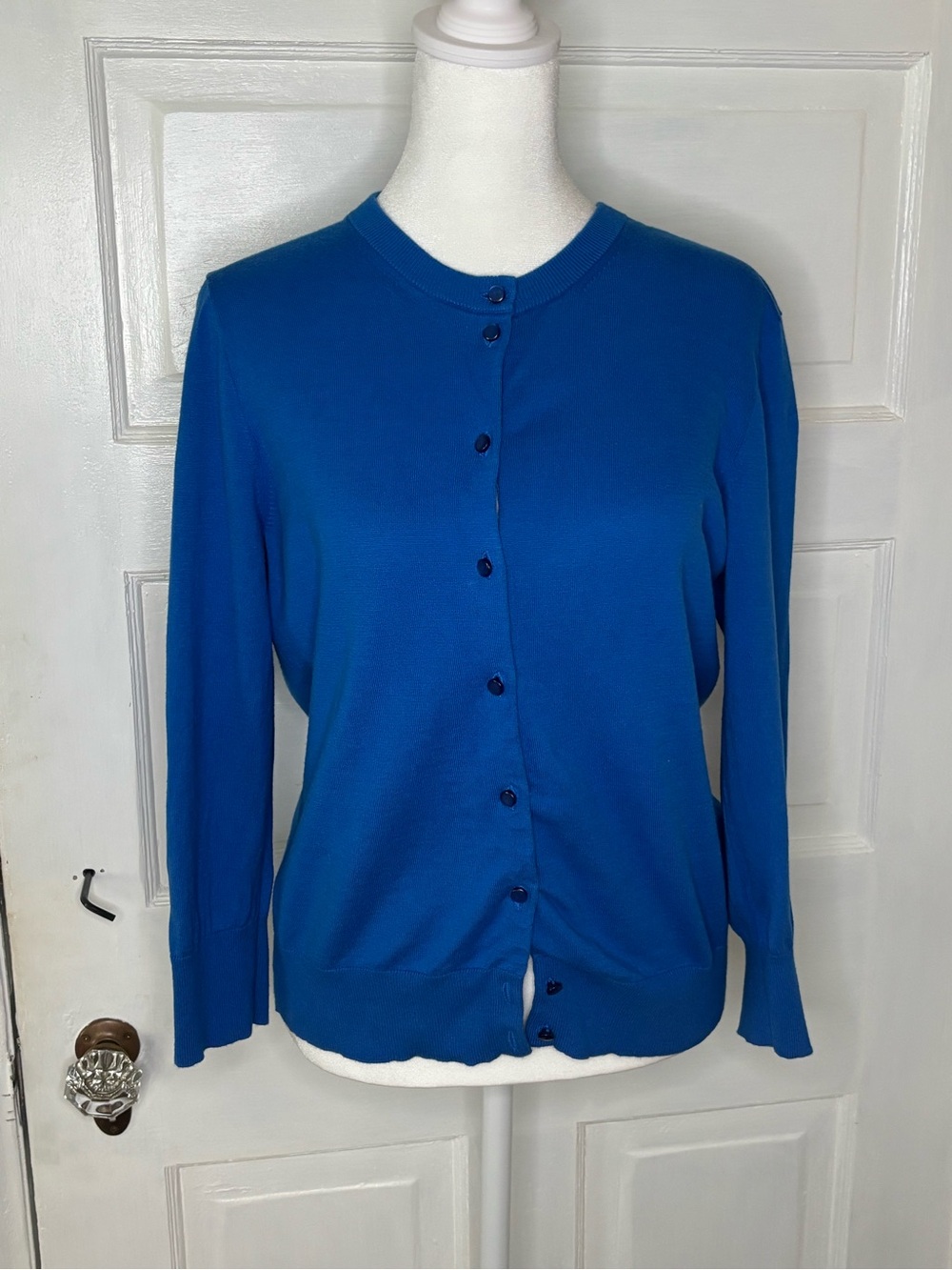 J. Crew Royal Blue Crewneck Button-Front Cardigan